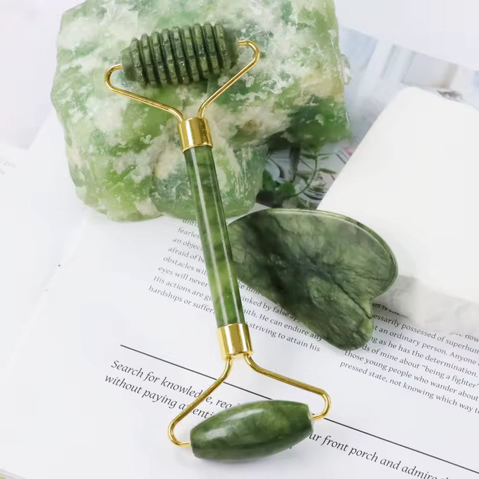 Jade Gua Sha & Roller Set